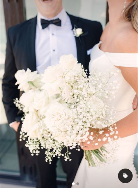 Baby Breath And White Roses Bouquet, Babies Breath And White Roses Wedding, Wedding Bouquets Modern, Formal Wedding Flowers, White Rose Baby Breath Bouquet, White Roses And Babysbreath Wedding, White Roses And Baby Breath Bouquet, White Rose And Baby Breath Bouquet, White Roses And Babysbreath