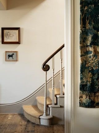 A Victorian terrace in London with the layered, comfortable feel of a country house | House & Garden Modern Victorian Hallway Entrance Halls, Terrace Hallway, Breakfast Room Green, London Stone, Pavilion Grey, Cotswold House, Ikea Units, Victorian Dressers, Victorian Hallway