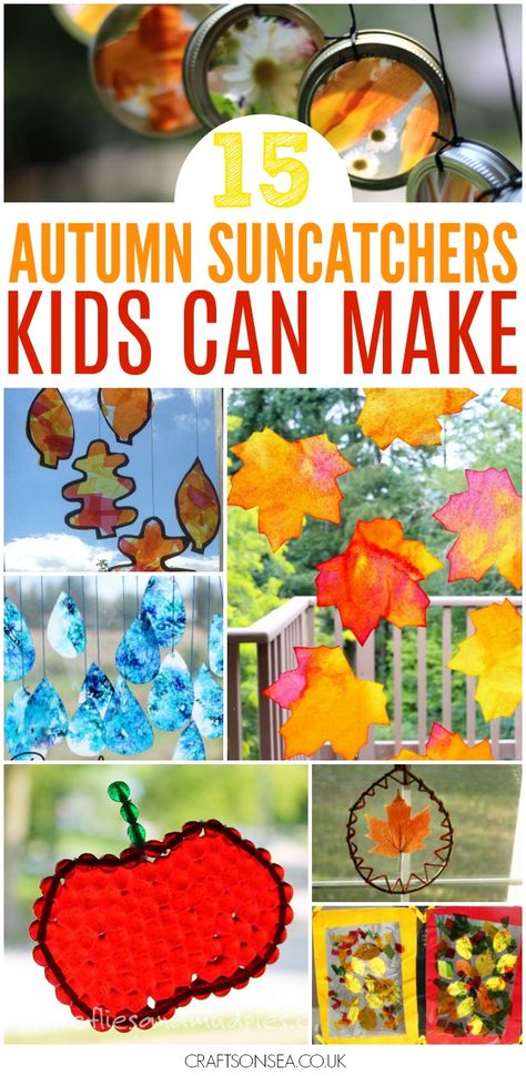 AUTUMN SUNCATCHERS KIDS CAN MAKE Toddlers Activities, Rainy Day Activity, Wood Wall Art Diy, Martha Stewart Crafts, Autumn Activities For Kids, Daycare Activities, Easy Arts And Crafts, Fall Crafts For Kids, Autumn Crafts