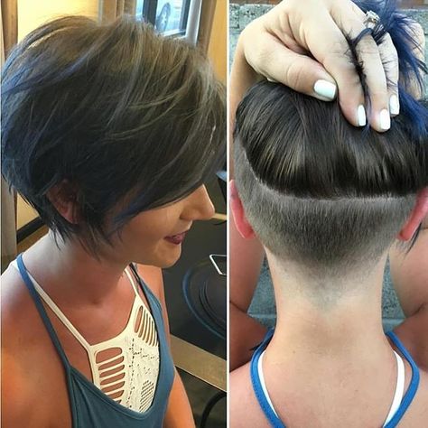 ❤❤Credits to @katierosehair More hairstyle Undercut Bob Haircut, Choppy Bob Hairstyles, Short Hair Undercut, Trendy Short Haircuts, Kaley Cuoco, Penteado Cabelo Curto, Undercut Hairstyles, Trending Hairstyles, Trendy Short Hair Styles