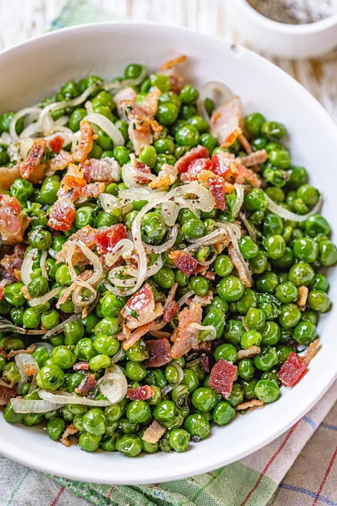 English Peas Recipe, Peas And Bacon, Green Peas Recipes, Peas Recipes, How To Cook Greens, Fancy Fish, Sauteed Greens, Chicken Casseroles, Quick Healthy Dinner