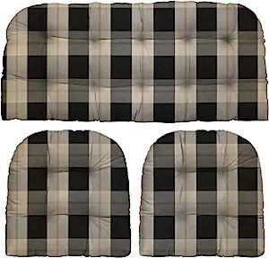 Buffalo Plaid Outdoor Chair Cushions, Patio Cushion Covers, Wicker Couch, Wicker Loveseat, Pool Chairs, Outdoor Loveseat, Outdoor Seat Cushions, Pewter Grey, Tufted Cushion