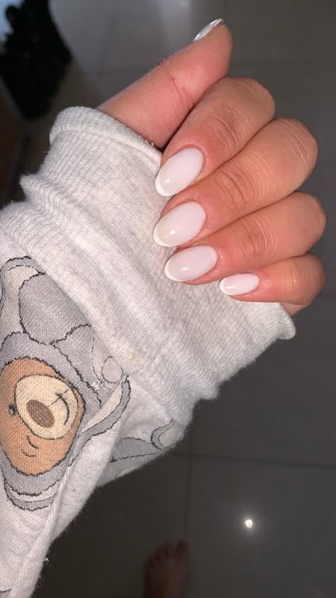 Fiancee Nails, White On White French Manicure Almond, French Manicure Oval Nails, Funny Bunny French Nails, Oval French Nails, Funny Bunny Nails, French Funny, Ombre Gel Nails, Windsor Knot