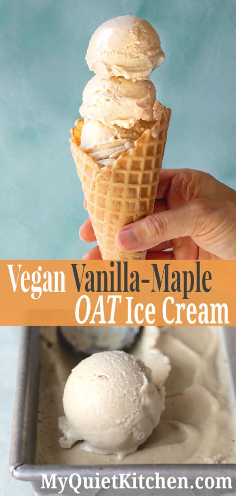 Oat Milk Ice Cream Recipe, Oat Ice Cream, Oat Milk Ice Cream, Vegan Ice Cream Recipes, Vegan Vanilla Ice Cream, Best Vegan Ice Cream, Maple Ice Cream, Vegan Ice Cream Recipe, Healthy Ice Cream Recipes