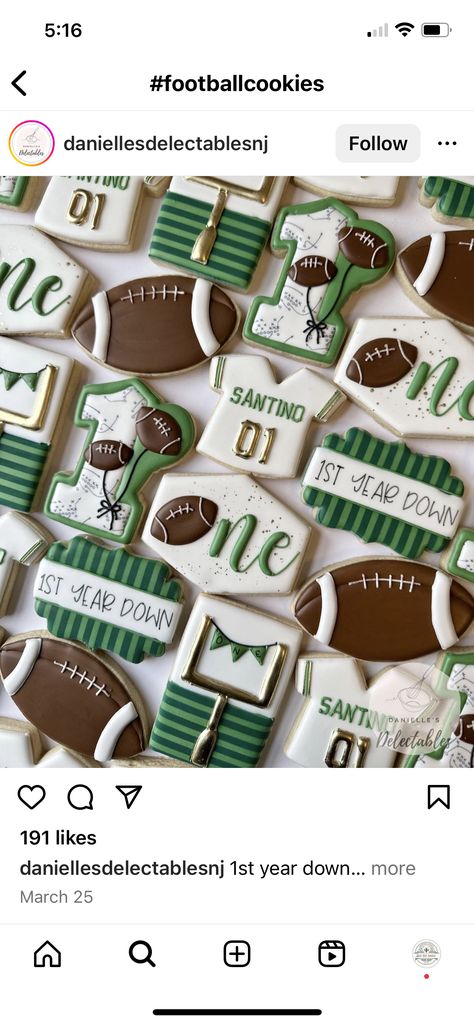 First Year Down Football Cookies, 1st Birthday Football Cookies, First Year Down Football Birthday Cookies, First Down Cookies, Football Baby Shower Cookies, First Birthday Football Cookies, First Down Birthday Cookies, Football Themed Cookies, 1st Year Down Football Birthday Cake