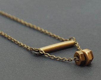 Popular items for found object jewelry on Etsy Hardware Crafts, Hardware Necklace, Guitar String Jewelry, Bar Hardware, Washer Jewelry, String Earrings, Found Object Jewelry, Industrial Contemporary, Hardware Jewelry