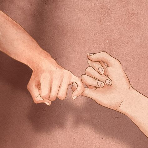 Pinky Promise Aesthetic, Promise Aesthetic, Illustration Social Media, Aesthetic Illustration, Easy Drawing Steps, Couple Holding Hands, Couple Painting, Hand Images, Valentines Day Couple