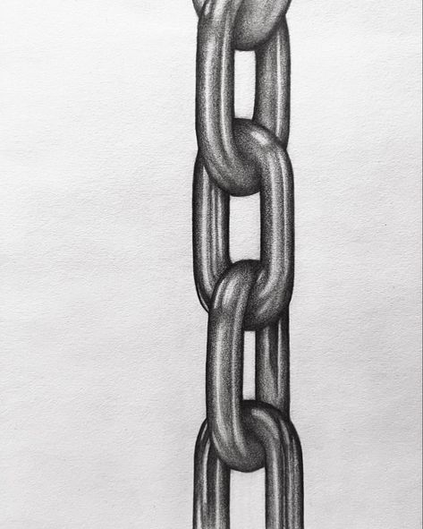 Chain Link Painting, Drawings Of Chains, Chained Up Drawing, Chains Drawing Reference, Entwined Art Gcse, Metal Texture Drawing, Chain Link Drawing, Drawing Chains, Easy Sketches Pencil