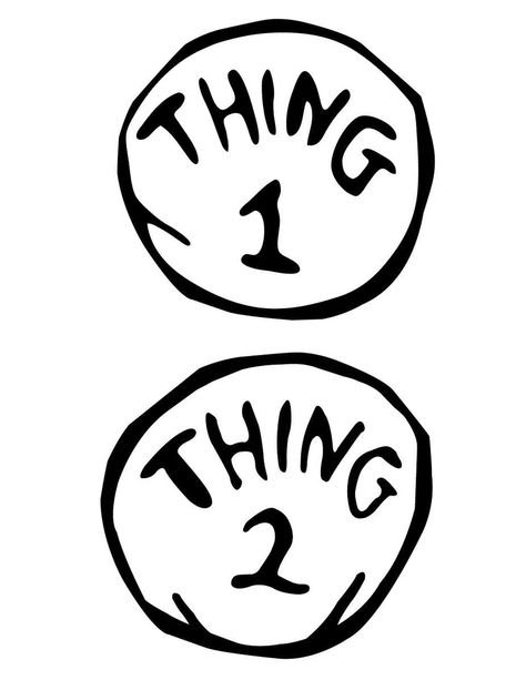 Thing 1 Logos Dr Seuss Coloring Pages, Thing One Thing Two, Black And White Clipart, Thing 1 And Thing 2, Star Coloring Pages, Thing One, Face Template, Craft Logo, Circle Template