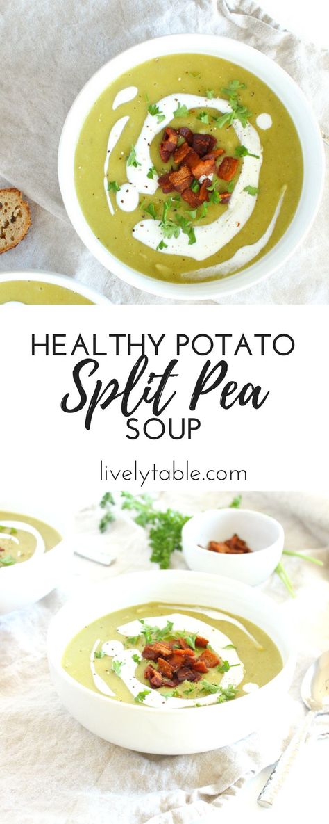 Easy Healthy Meal, Potato Bacon Soup, Split Pea Soup Recipe, Healthy Potatoes, Split Pea Soup, Pea Soup, Creamy Potato, Split Pea, Vegetarian Soup