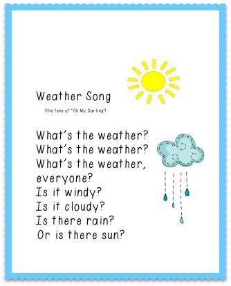 Weather Songs, Weather Song, Transition Songs, Preschool Weather, Circle Time Songs, Kindergarten Songs, Classroom Songs, Songs For Toddlers, Circle Time Activities