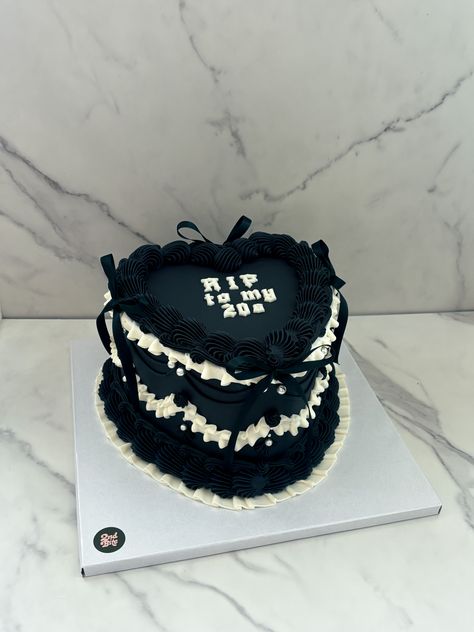 Rip to my 20s black heart cake Rip To My 20s Birthday Cake, Bye 20's Hello 30's Cake, Rip To My Youth Cake, Rip 20s Hello 30s Cake, Rip 30s Cake, Rip Birthday Cake, Rip To My 20s Party Ideas, Rip 20s Birthday Party Cake, Rip 30th Birthday Cake