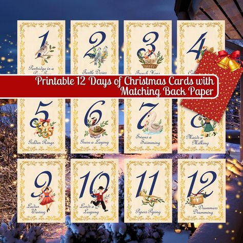 12 Days Of Christmas Cards, Printable Gifts, Christmas Gift Tags Printable, Twelve Days Of Christmas, Christmas Graphics, Christmas Printable, Christmas Tags, Gift Tags Printable, 12 Days Of Christmas