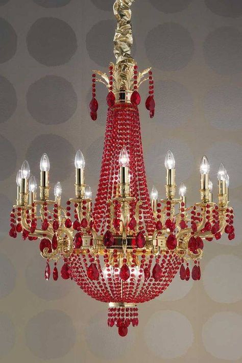 Red Chandelier, Style Salon, Luxury Chandelier, Aurora Borealis Crystal, Antique Chandelier, Iron Age, Beautiful Chandelier, Beautiful Lighting, The Ceiling