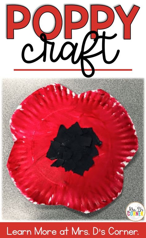 Paper Plate Poppy Craft, Memorial Day Poppy, Memorial Day Poppies, Poppy Craft For Kids, Remembrance Day Activities, Memorial Day Activities, Remembrance Day Art, Poppy Craft, May Crafts