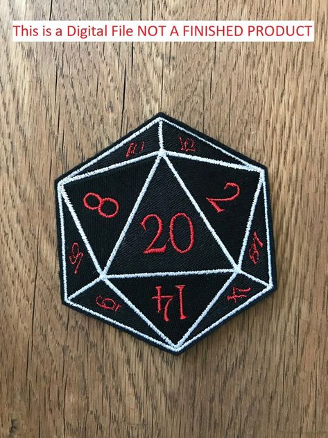 Dungeons & Dragons D20 dice Patch or Feltie 2 sizes | Etsy Dice Pattern, D20 Dice, Embroidery Design Download, Cool Patches, Black Felt, Patch Design, Machine Embroidery Design, Dungeons And Dragons, Machine Embroidery Designs