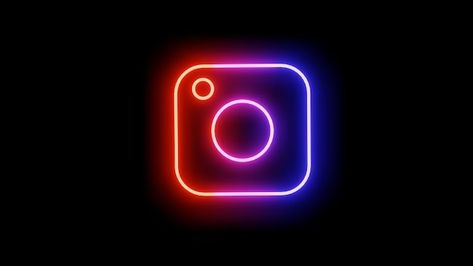 Neon glowing instagram logo image on bla... | Premium Photo #Freepik #photo #magic-background #blue-glow #magic #shining-effect Instagram Logo Light, Glow Instagram Logo, Instagram Neon Logo, Neon Instagram, Instagram Logos, Rb Logo, Banner White, Magic Background, Logo Instagram