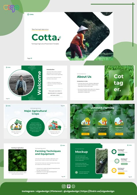 Cotta - Farming Agriculture Presentation Template Powerpoint is a Presentation/Pitch Deck Template with professionals and a modern style ready to make your next presentation amazing. Sustainability Presentation Design, Organic Presentation Design, Research Presentation Design, Sustainability Presentation, Modern Presentation Design, Agriculture Presentation, Agriculture Template, Deck Presentation Design, Presentation Slide Design