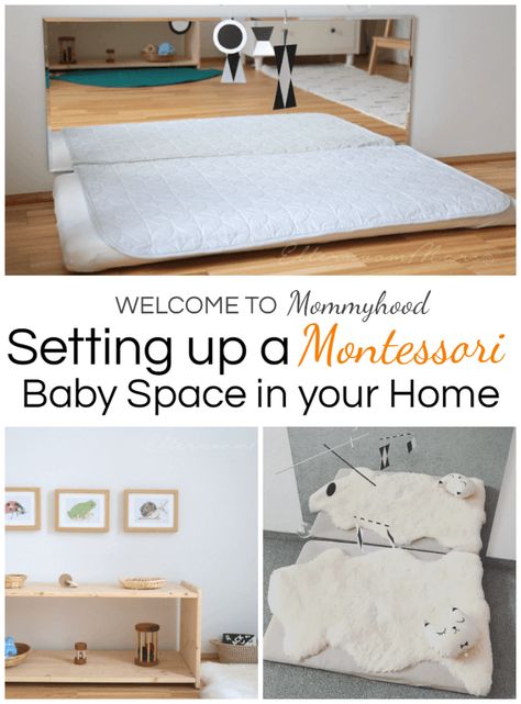 Montessori baby spaces: learn about how to set up a Montessori baby space on the blog! #montessorihome #montessoribaby #montessori 6month Activities, Kids Room Montessori, Jack Francis, Dancing Reindeer, Montessori Resources, Montessori Infant Room, Montessori Home, Montessori Nursery, Nursery Deco