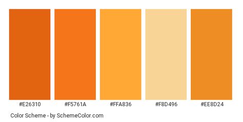 Orange Monochromatic, Orange Hex, Orange Web, Hexadecimal Color, Color Plate, Orange Gradient, Web Colors, Modern Color Palette, Colors Palette