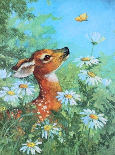 Deer Illustration, Deer Fawn, Deer Painting, Storybook Art, Deer Art, Awesome Animals, Vintage Deer, Poetry Book, Christmas Graphics