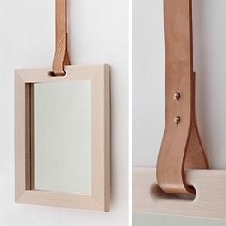 Annick L Petersen's alp design has lovely mirrors with leather straps. Mirrors With Leather Straps, Mirror Design Wall, Front Door Colors, Leather Decor, Furniture Details, Door Color, Joanna Gaines, Leather Furniture, Coat Hanger