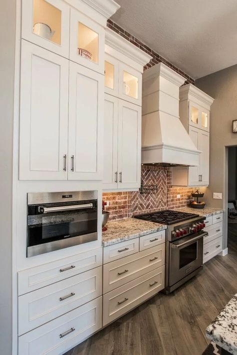 Kitchen Design 101: Where Should the Microwave Go? - Dura Supreme Cabinetry Kitchen Design Details, Microwave Above Stove, Microwave Placement, Hidden Microwave, Taupe Kitchen Cabinets, Taupe Kitchen, Accessible Kitchen, Oven Cabinet, Microwave Cabinet