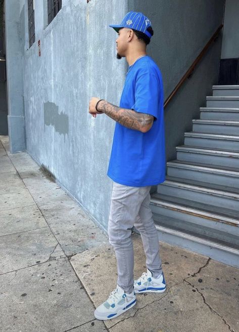 Air Jordan Outfits Men Fashion, Blue Outfit Ideas Men, Midnight Blue Outfit, Jordan 3 Outfit Men, Grey Jeans Outfit Men, Air Jordan Outfits Men, Jordan 3 Outfit, Men Graduation Outfit, Blue Outfit Ideas