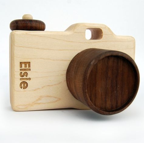 personalized hand crafted wooden toy camera Wooden Camera, Imagination Toys, Shop Garage, Cute Camera, Handmade Wooden Toys, Woodworking For Kids, Toy Camera, Organic Wood, Wood Toys