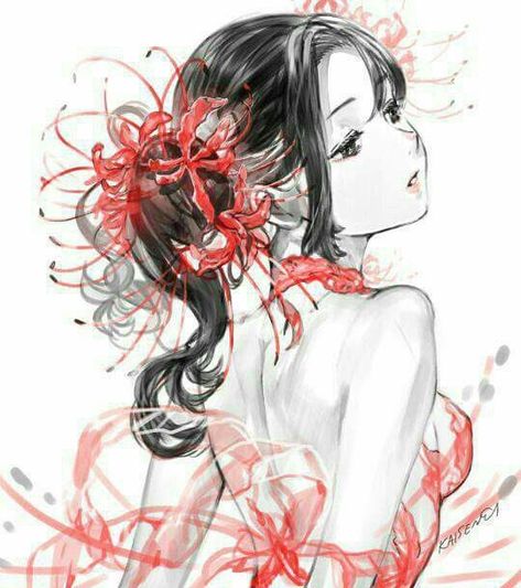 Spider Lily, Red Flowers, Long Hair, Lily, Twitter, Flowers, Red, Hair, Anime