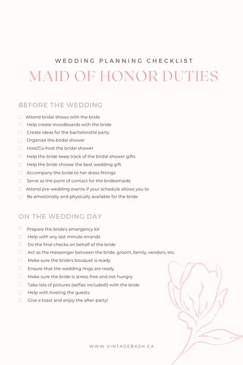 Maid Of Honor Suit Ideas, Maid Of Honor Duties Checklist Printable, Maid Of Honor Bachelorette Party Duties, Jobs For Bridesmaids Day Of, Maid Of Honor Duties Timeline, Maid Of Honor Checklist Timeline, Maid Of Honour Duties, Checklist For Maid Of Honor, Maid Of Honor Checklist