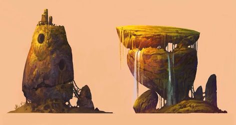 Nik Henderson, Rock Concept Art, Visual Development Art, Artist Reference, Floating Islands, Book Layout, Prop Design, Visual Development, Environment Design