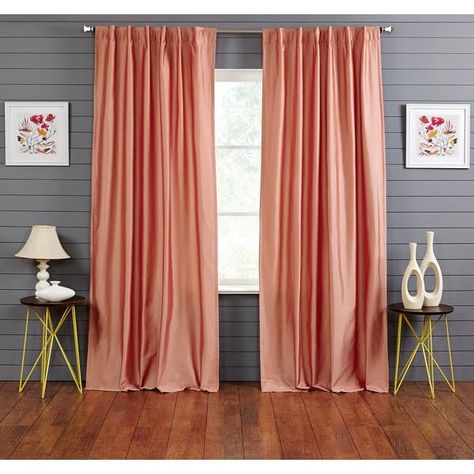 India's Heritage Faux Silk Dupioni - Single Room Darkening Curtain - On Sale - Bed Bath & Beyond - 36993399 Curtain Styles Ideas, Curtains Styles Ideas, Peach Room, Peach Curtains, Coral Curtains, Apricot Brandy, Unique Curtains, Curtain Styles, Silk Dupioni