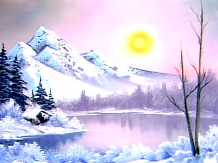 Winter Frost - The Joy of Painting S10E12 Bob Ross Painting Videos, Acrylic Painting Inspiration, Bob Ross Paintings, Fall Arts And Crafts, Winter Landscape Painting, The Joy Of Painting, Beautiful Scenery Pictures, Winter Frost, Winter Painting