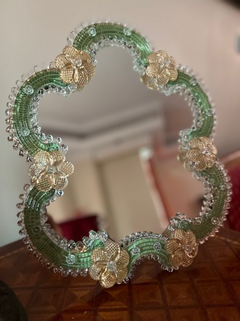 Hand made glass mirror Murano Mirror, Hand Made Table, Table Mirror, Mirror Table, Hand Made, Mirror