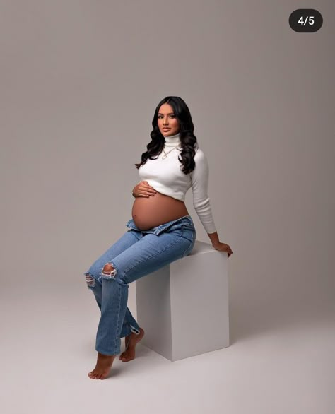 Maternity Photo With Jeans, White Shirt And Jeans Outfit Maternity Photoshoot, Pregnant Jeans Photoshoot, Maternity Studio Photoshoot Couple Jeans, Maternity Photo Shoot Jeans Outfit, Studio Maternity Shoot Couple Jeans, Maternity Photography With Jeans, Studio Maternity Shoot Jeans, Maternity Photoshoot Jeans Outfit