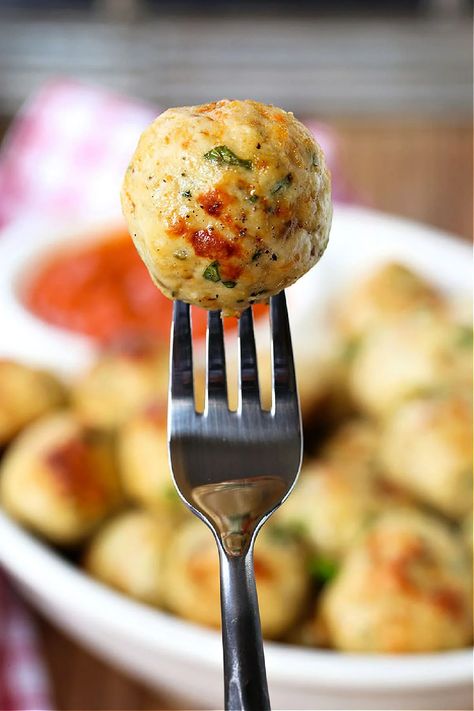 These Baked Chicken Meatballs are super moist and juicy! Delicious as is or used in many different recipes, from appetizers to dinner! Baked Chicken Meatballs, Low Carb Pizza Recipes, Chicken Balls, Easy To Make Appetizers, Cheesy Mashed Potatoes, Artichoke Recipes, Cook Chicken, Duck Recipes, Chicken Meatballs