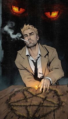 https://pin.it/1r4YW84cU John Constantine And Lucifer, Demonic Summoning, John Constantine Wallpaper, John Constantine Art, John Constantine Fanart, John Constantine Comic, Constantine Comic, Dark Chronicle, Constantine Hellblazer