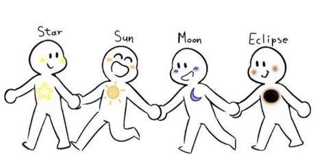 Platonic Friends, Draw The Squad, Moon Eclipse, Sun Moon Stars, Drawing Base, Sun Moon, Stars And Moon, Art Tutorials, Holding Hands