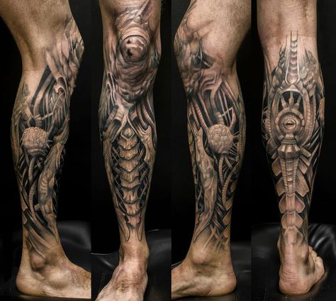 Mechanical Arm Tattoo, Biomech Tattoo, Covered In Tattoos, Biomechanical Tattoo Design, Tatoo 3d, Bio Organic Tattoo, Best Leg Tattoos, Organic Tattoo, Mechanic Tattoo