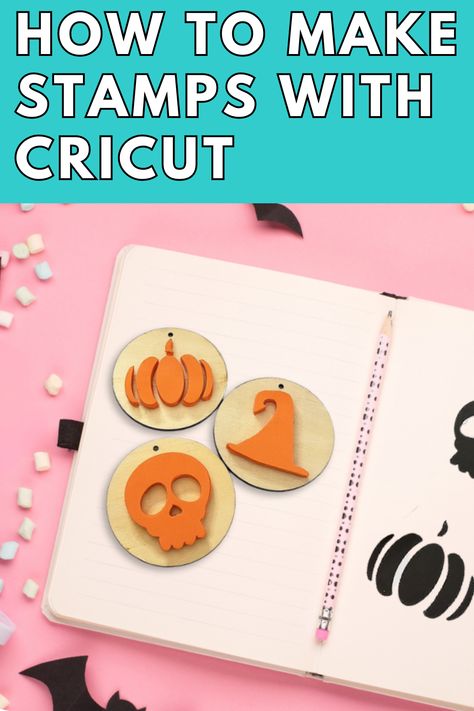 How To Make Stamps with Cricut Stamps With Cricut, Cricut Explore Tutorials, Make Your Own Stamp, Cricut Stencils, Foam Stamps, Reading Diy, Cricut Halloween, Personalized Stamps, Sticker Maker