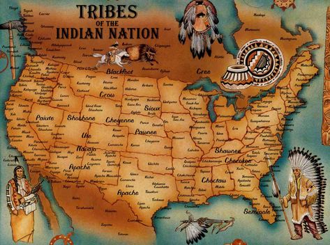 Tribes of the Indian Nation @ Ya-Native.com Native American, United States, Map