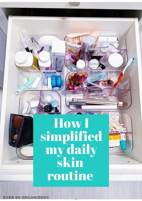 Simplified day and night skincare routine hack by professional organizer, Amanda Clark of Ever So Organized® Day And Night Skincare Routine, Day And Night Skincare, Daily Skin Routine, Amanda Clark, Night Skincare Routine, Night Skincare, Night Skin Care Routine, Skincare Product, Morning Running