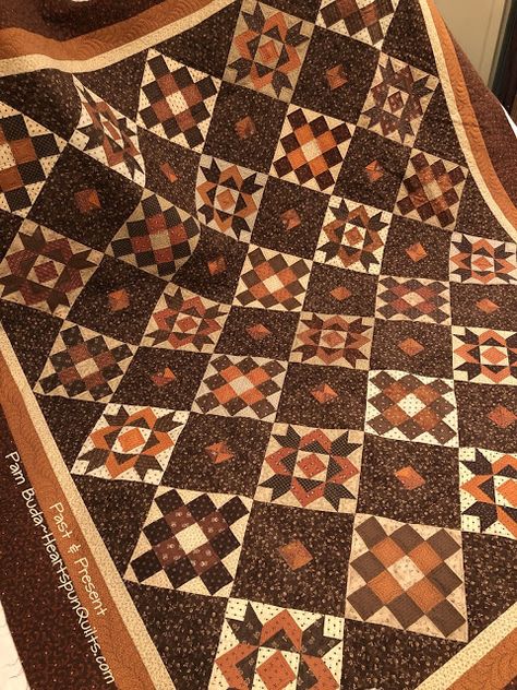 Heartspun Quilts ~ Pam Buda Brown Quilt, Brown Quilts, Pam Buda Quilts, Pam Buda, Watercolor Quilt, Farmhouse Quilts, Marcus Fabric, Fall Sewing, Quilt Square Patterns