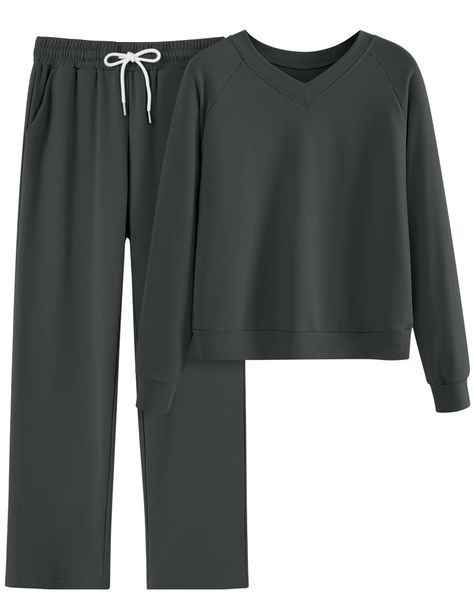 PRICES MAY VARY. Lounge Sets:Women's fashion sweatshirt tops and long bottoms sweatsuit sets with casual style,two piece loungewear outfits,2 side pocket,long sleeve and v neck design,a soft loose fitting tracksuit sets Recommended Outfits:Easy to dress up or down, can wear the pieces separately, not only you can wear sweatshirt alone,and then match other bottoms,like jeans,skirts,bike bottoms,but also can wear sweatpants alone,and then match other tops,hoodies,crop tank,very versatile. Occasion Womens Two Piece Outfits, Bike Skirt, Hoodies Crop, How To Wear A Blanket Scarf, Two Piece Loungewear, Matching Sweatsuit, V Neck Sweatshirt, V Neck Design, Wrinkled Clothes