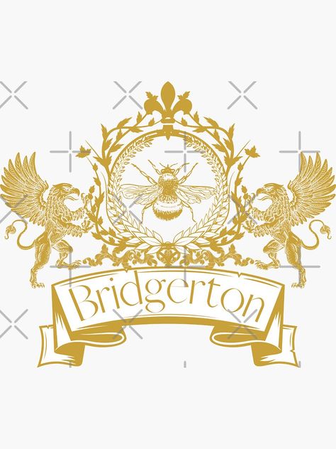 "Bridgerton Crest with griffins" Sticker by Leyzel Bridgerton Graphic Design, Bridgerton Logo, Kennel Logo, Netflix Series, Family Crest, Junk Journal, Design Ideas, Cricut, Graphic Design