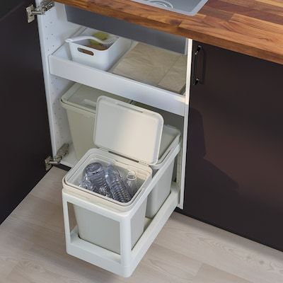 Compostable Kitchen Bins, Pull Out Bins & Garbage Bins - IKEA Interior Ikea, Recycling Station, Kabinet Dapur, Kitchen Bin, Ikea Family, Drawer Organizers, Under Sink, Ikea Kitchen, Kitchen Cupboards