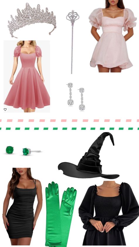 Glinda And Elphaba Inspired Outfits, Glinda Wicked Costume, Wicked Inspired Outfits, Elphaba Costume, Glinda Costume, Elphaba And Glinda, Wicked Costumes, Costume Outfits, Diy Clothes