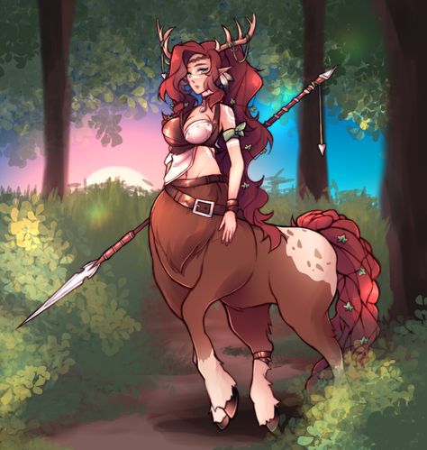 ArtStation - Niikahria Mityhelon (DND Druid Centaur) Centaur Woman Art, Druid Inspiration, Dnd Centaur, Centaur Female, Centaur Woman, Centaur Character, Deer Centaur, Centaur Oc, Female Minotaur