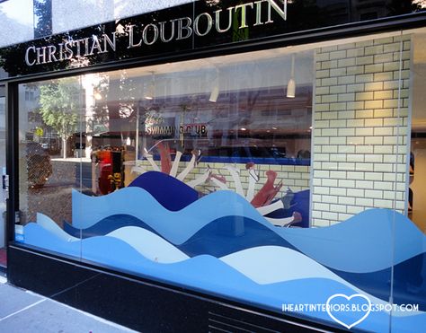 i heart interiors: Christian Louboutin - Swim Club Window Display Spring Window Display, Summer Window Display, Window Display Retail, Summer Window, Store Window Displays, Visual Merchandising Displays, Window Display Design, Spring Window, Retail Windows